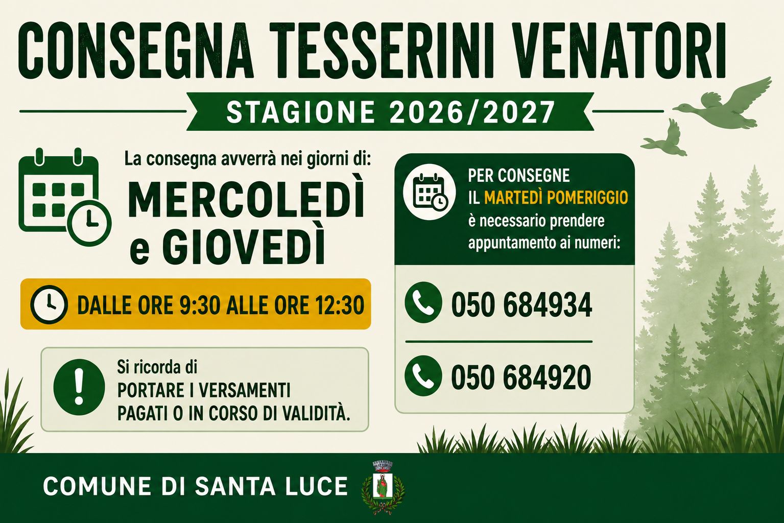 consegna tesserini venatori 2026 2027