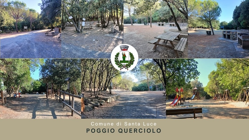 Collage fotografico di vedute e luoghi di Poggio Querciolo